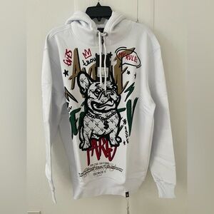 Avenue George V Paris Hoodie long sleeve Sweatshirt Rhinestone Frenchie L M NWT